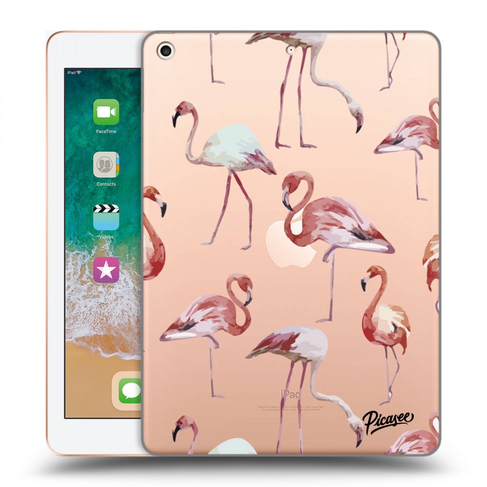 Picasee átlátszó szilikon tok az alábbi táblagépre Apple iPad 9.7" 2018 (6. gen) - Flamingos