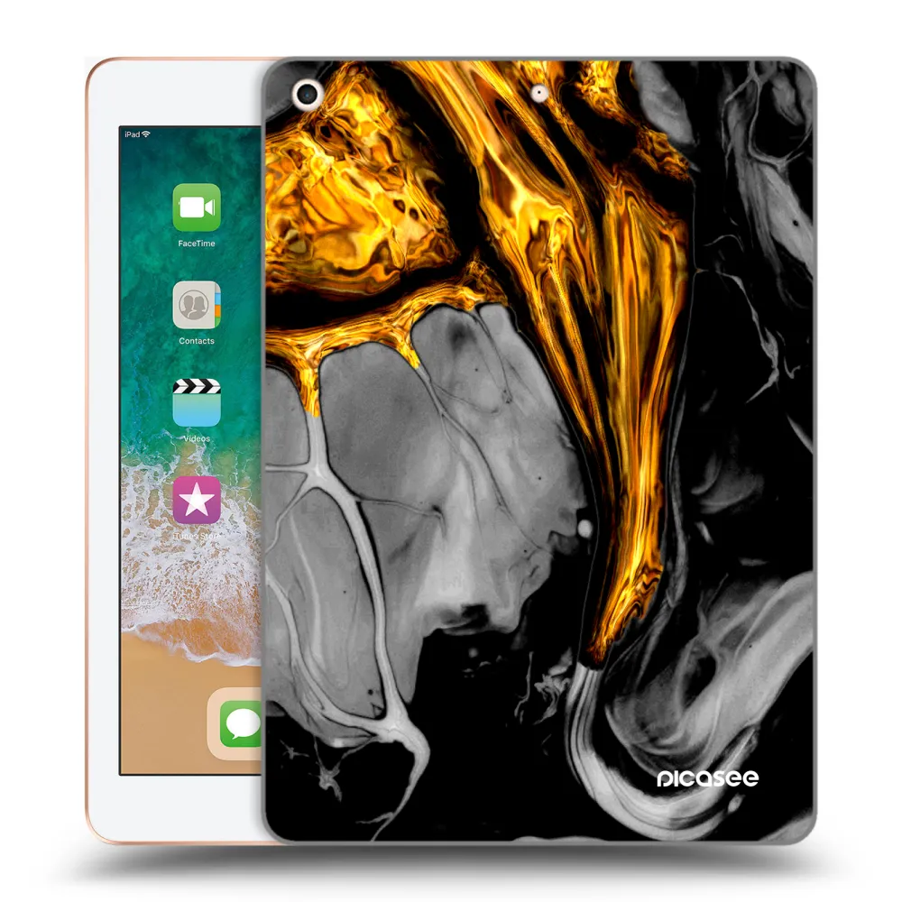 Picasee átlátszó szilikon tok az alábbi táblagépre Apple iPad 9.7" 2018 (6. gen) - Black Gold