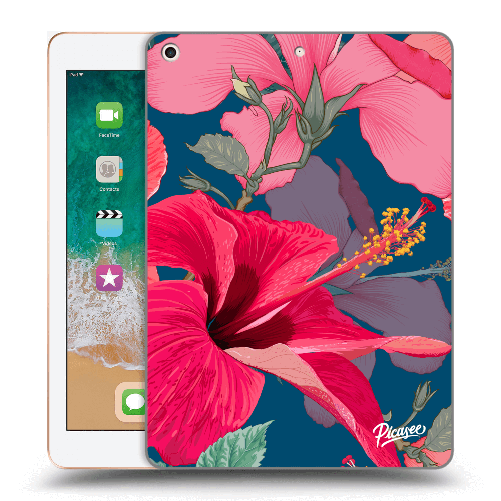 Picasee átlátszó szilikon tok az alábbi táblagépre Apple iPad 9.7" 2018 (6. gen) - Hibiscus