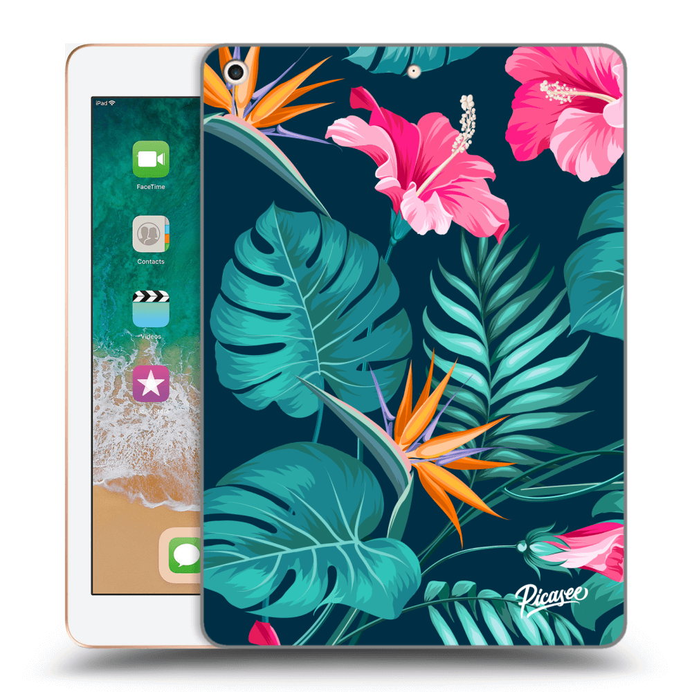 Picasee átlátszó szilikon tok az alábbi táblagépre Apple iPad 9.7" 2018 (6. gen) - Pink Monstera