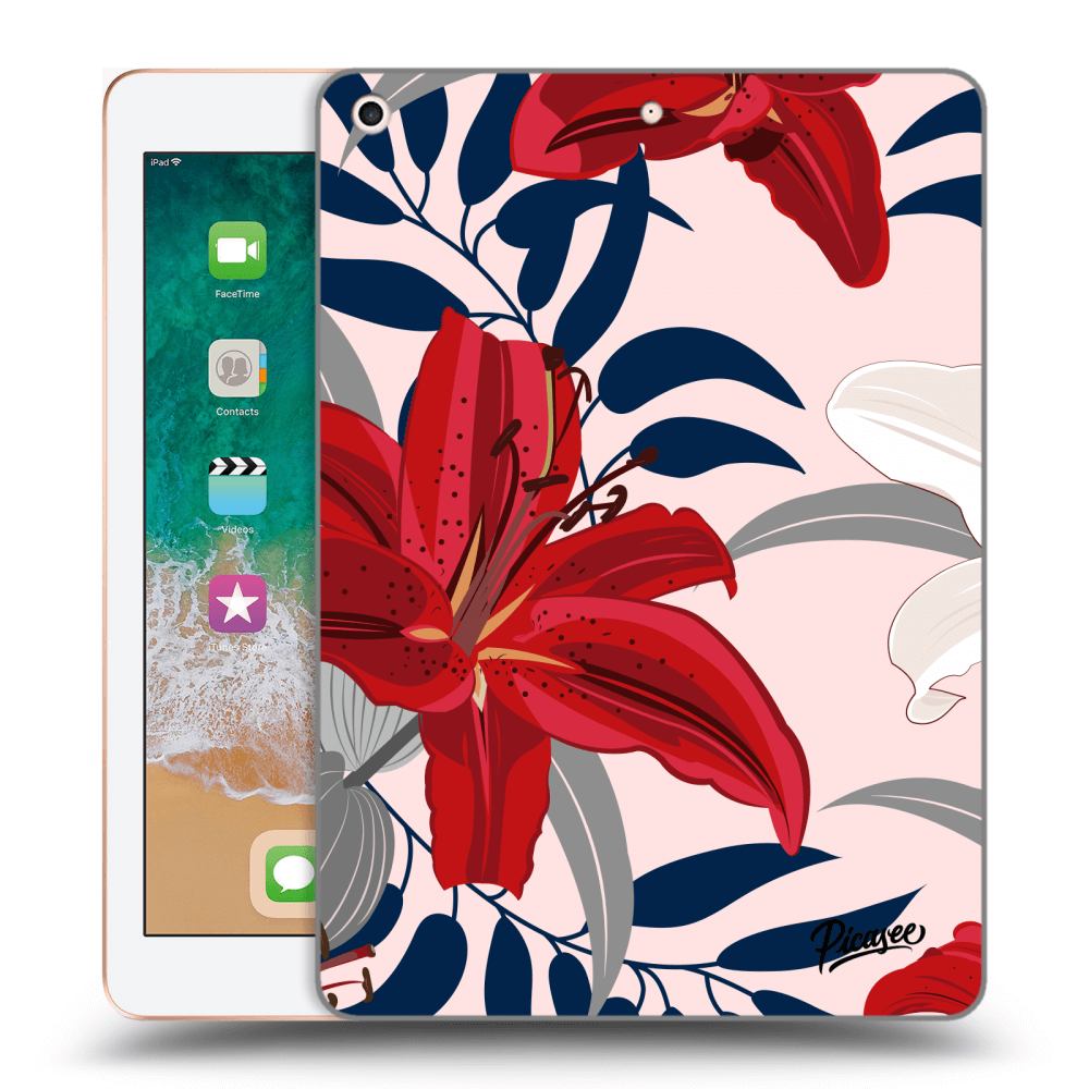 Picasee fekete szilikon tok az alábbi táblagépre Apple iPad 9.7" 2018 (6. gen) - Red Lily