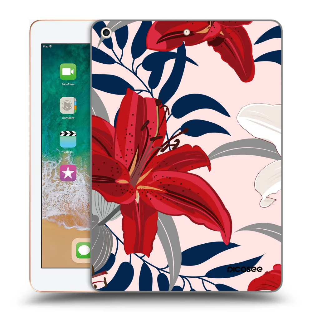Picasee átlátszó szilikon tok az alábbi táblagépre Apple iPad 9.7" 2018 (6. gen) - Red Lily