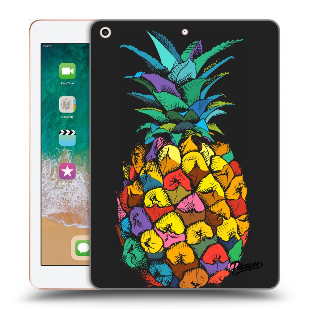 Picasee fekete szilikon tok az alábbi táblagépre Apple iPad 9.7" 2018 (6. gen) - Pineapple