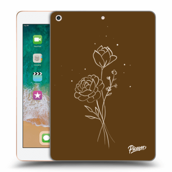 Picasee fekete szilikon tok az alábbi táblagépre Apple iPad 9.7" 2018 (6. gen) - Brown flowers