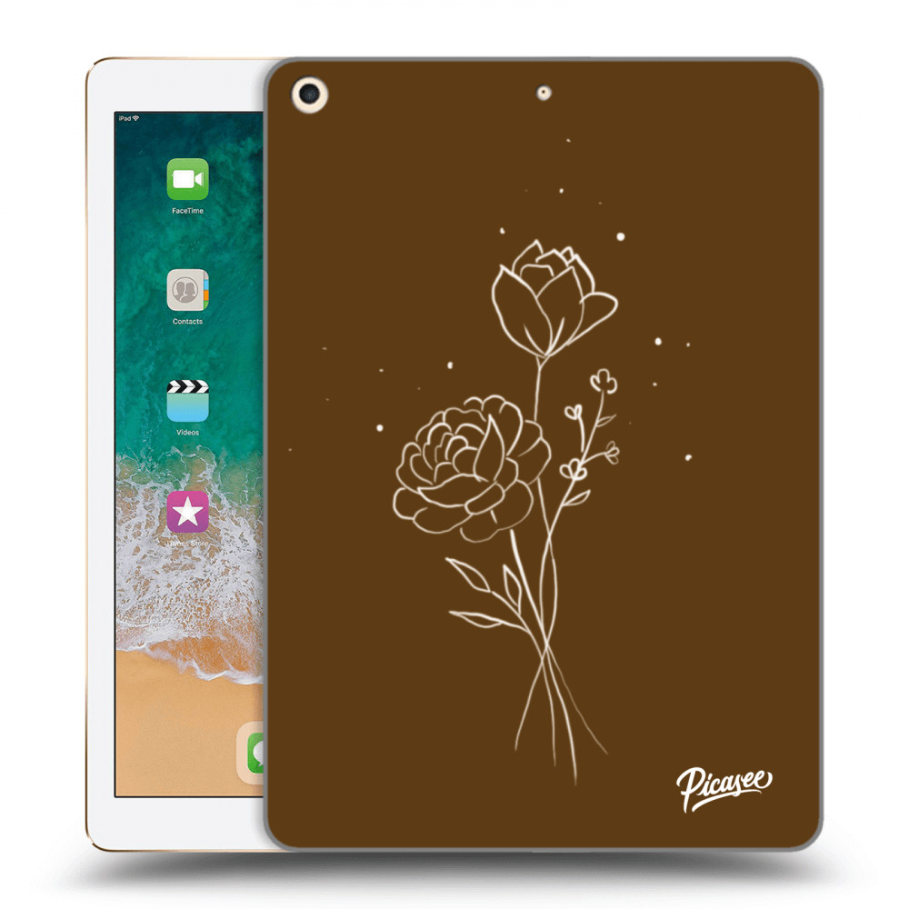 Picasee átlátszó szilikon tok az alábbi táblagépre Apple iPad 9.7" 2017 (5. gen) - Brown flowers