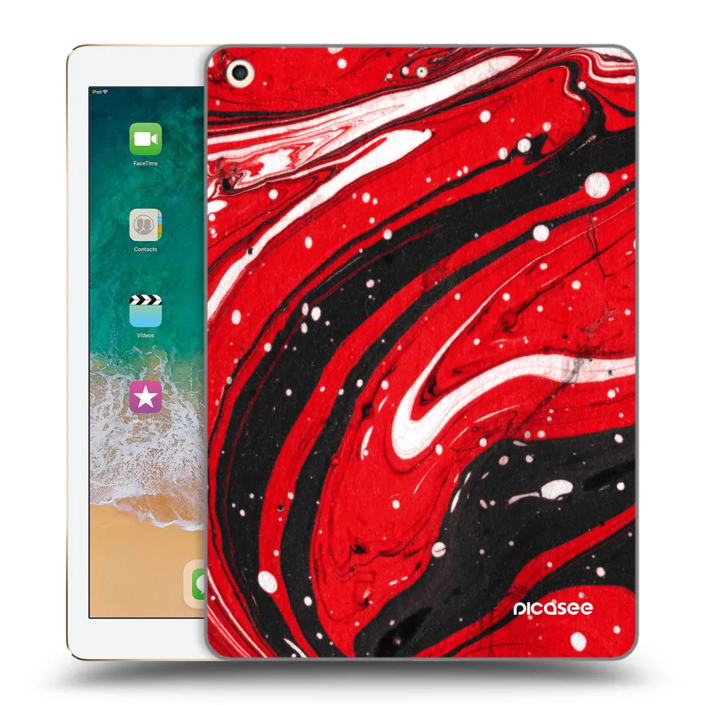 Picasee átlátszó szilikon tok az alábbi táblagépre Apple iPad 9.7" 2017 (5. gen) - Red black