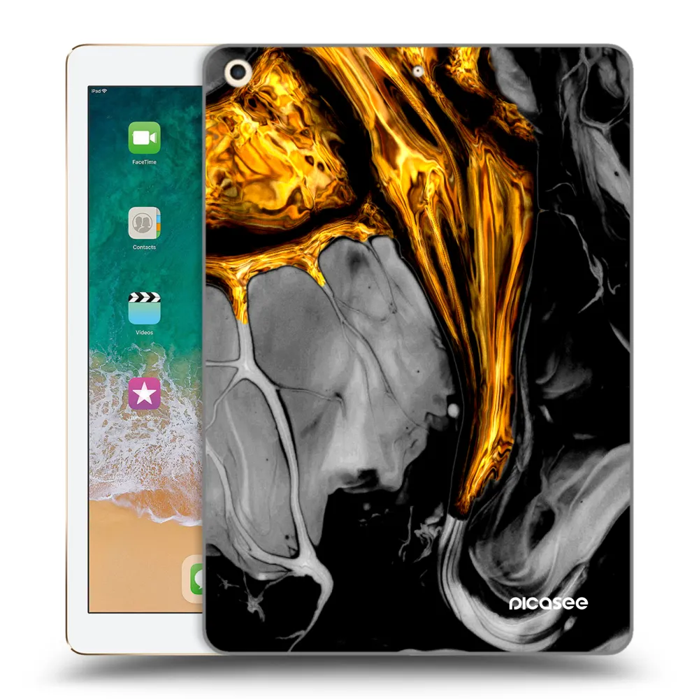 Picasee átlátszó szilikon tok az alábbi táblagépre Apple iPad 9.7" 2017 (5. gen) - Black Gold