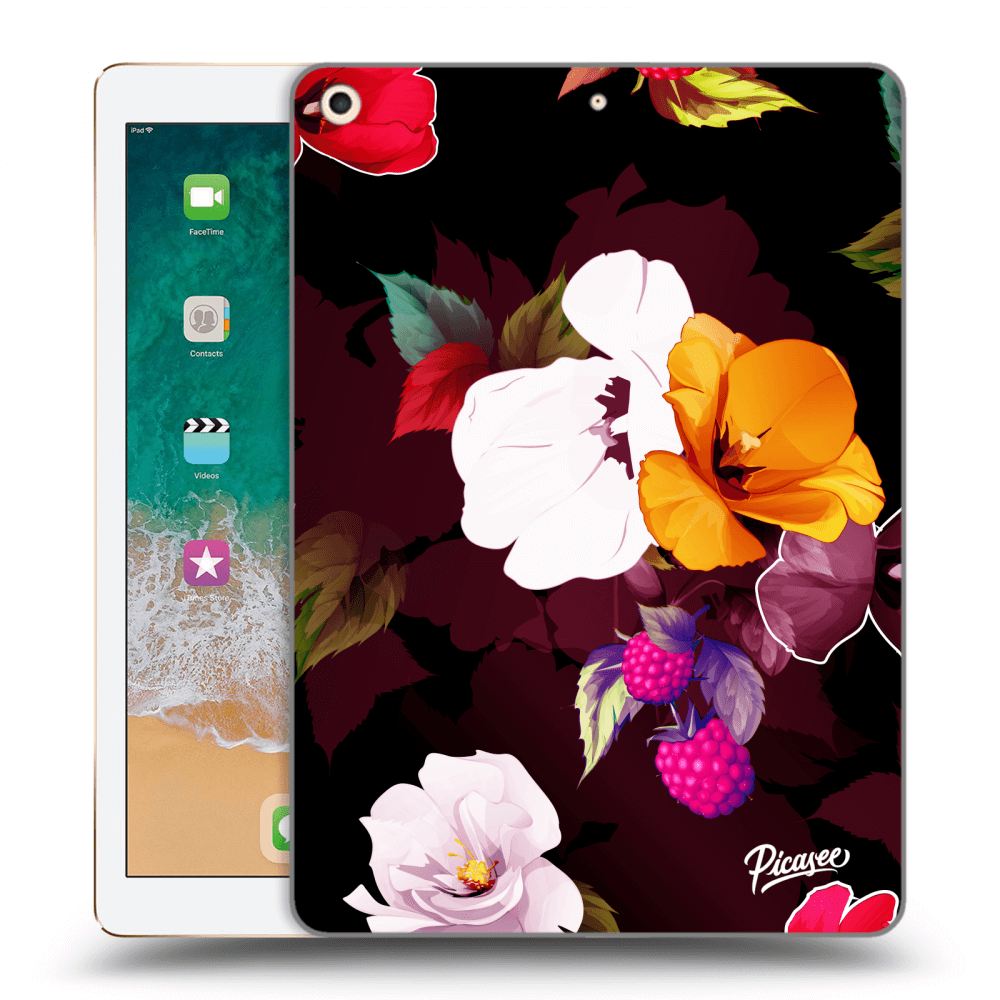Picasee fekete szilikon tok az alábbi táblagépre Apple iPad 9.7" 2017 (5. gen) - Flowers and Berries