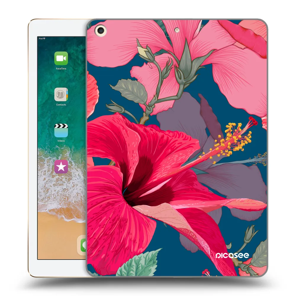 Picasee átlátszó szilikon tok az alábbi táblagépre Apple iPad 9.7" 2017 (5. gen) - Hibiscus