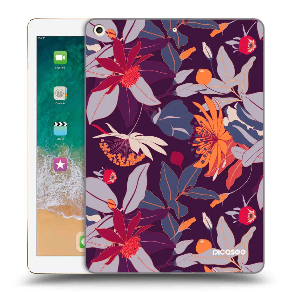 Picasee átlátszó szilikon tok az alábbi táblagépre Apple iPad 9.7" 2017 (5. gen) - Purple Leaf