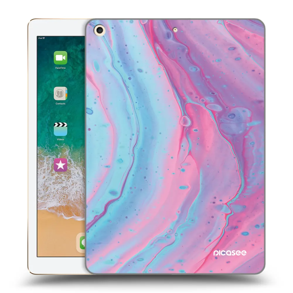 Picasee átlátszó szilikon tok az alábbi táblagépre Apple iPad 9.7" 2017 (5. gen) - Pink liquid