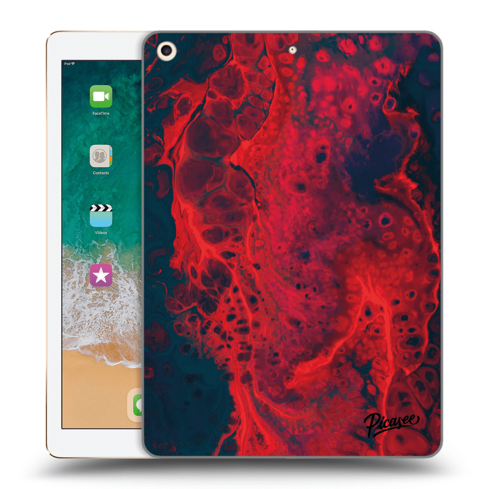 Picasee fekete szilikon tok az alábbi táblagépre Apple iPad 9.7" 2017 (5. gen) - Organic red