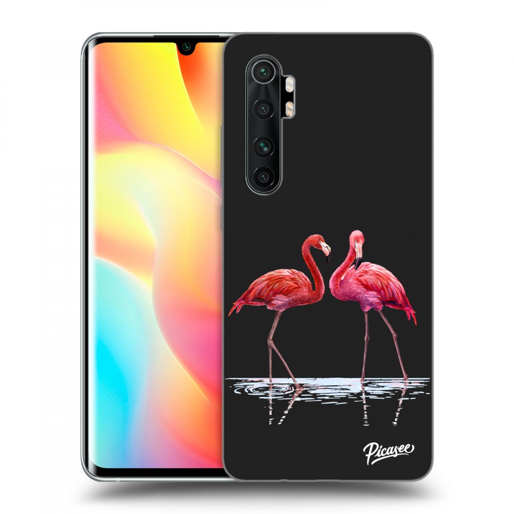 Picasee fekete szilikon tok az alábbi mobiltelefonokra Xiaomi Mi Note 10 Lite - Flamingos couple