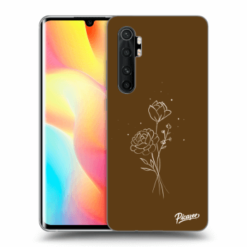 Picasee fekete szilikon tok az alábbi mobiltelefonokra Xiaomi Mi Note 10 Lite - Brown flowers