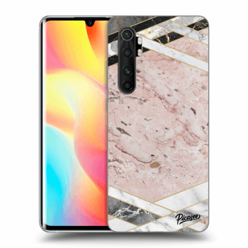 Picasee fekete szilikon tok az alábbi mobiltelefonokra Xiaomi Mi Note 10 Lite - Pink geometry