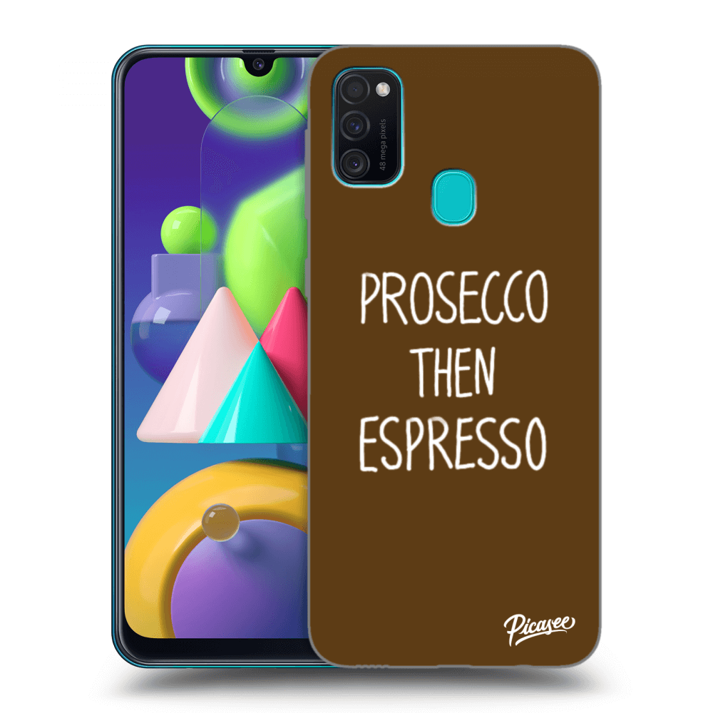 Picasee fekete szilikon tok az alábbi mobiltelefonokra Samsung Galaxy M21 M215F - Prosecco then espresso