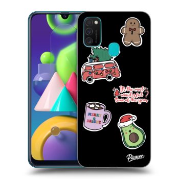 Picasee fekete szilikon tok az alábbi mobiltelefonokra Samsung Galaxy M21 M215F - Christmas Stickers