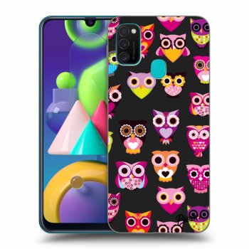 Picasee fekete szilikon tok az alábbi mobiltelefonokra Samsung Galaxy M21 M215F - Owls