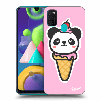 Picasee fekete szilikon tok az alábbi mobiltelefonokra Samsung Galaxy M21 M215F - Ice Cream Panda