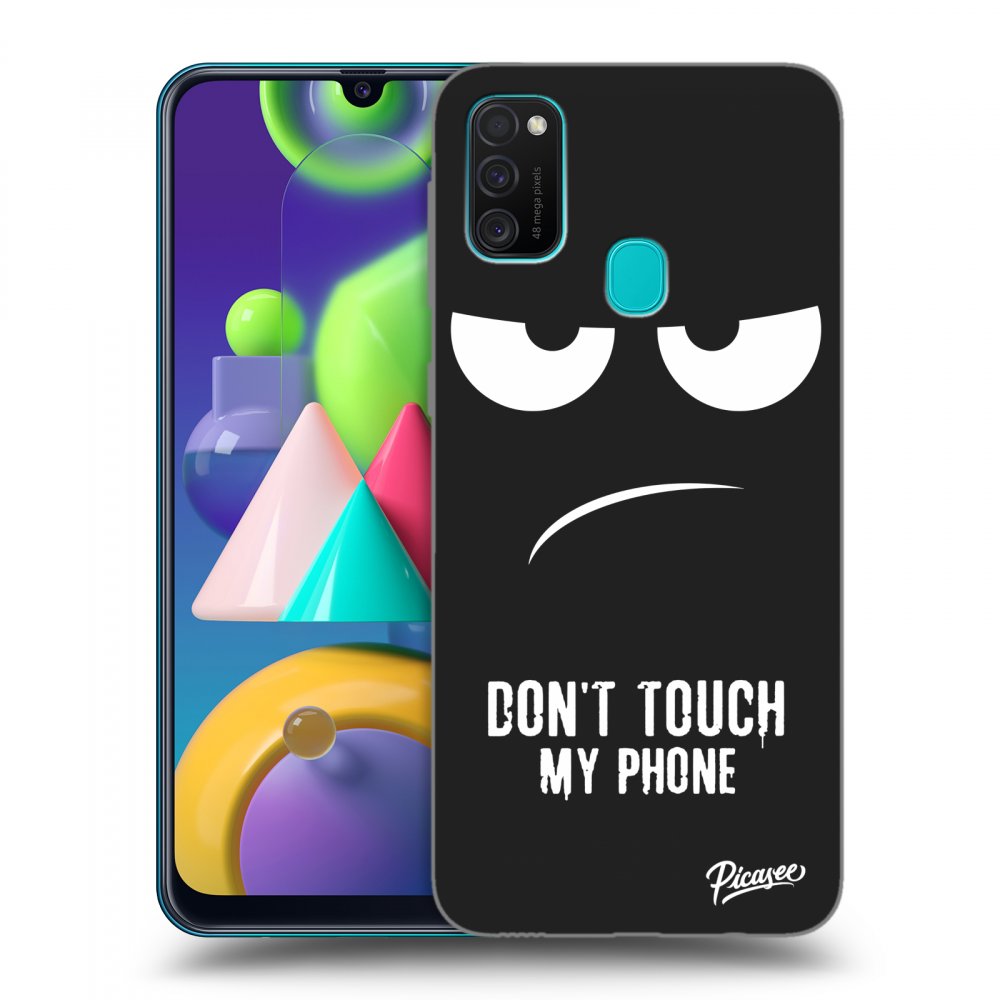 Picasee fekete szilikon tok az alábbi mobiltelefonokra Samsung Galaxy M21 M215F - Don't Touch My Phone
