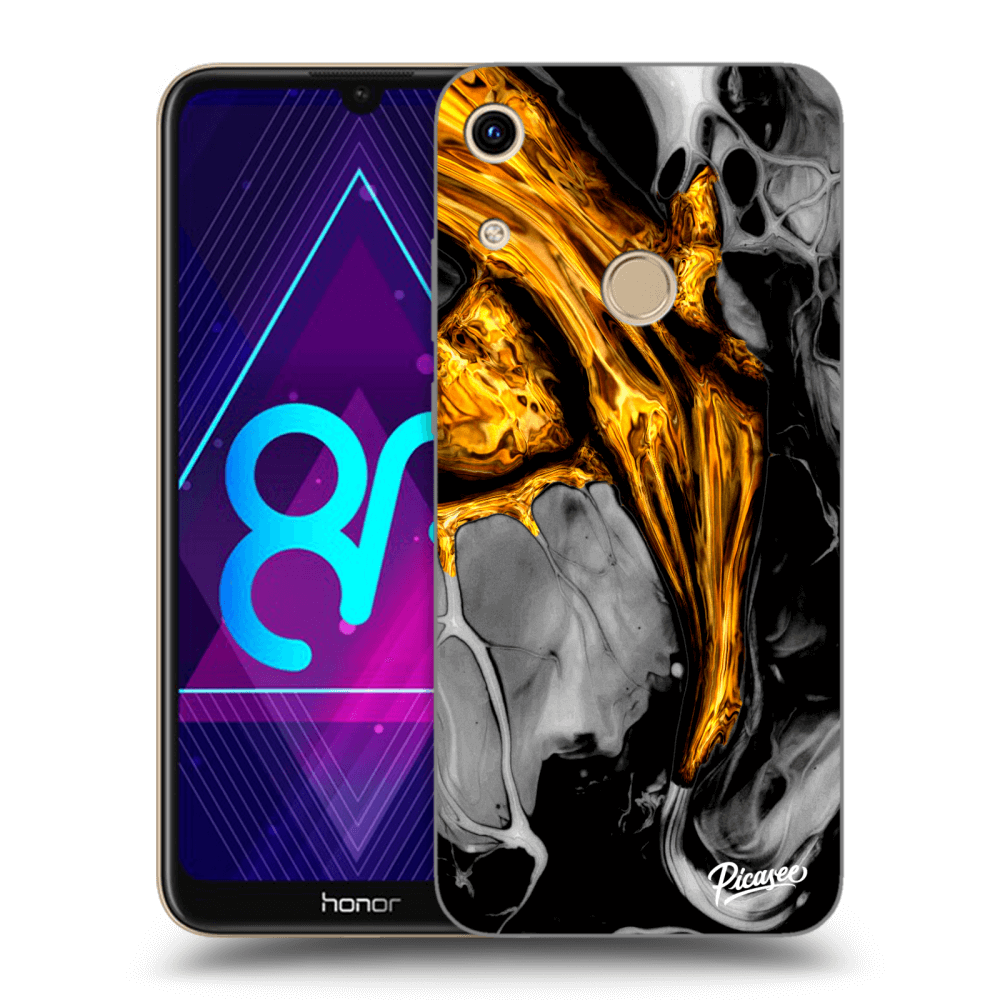 Picasee fekete szilikon tok az alábbi mobiltelefonokra Honor 8A - Black Gold