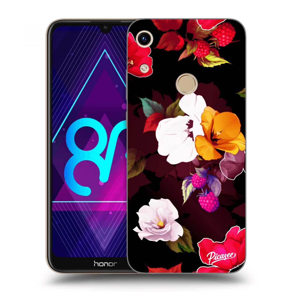 Picasee fekete szilikon tok az alábbi mobiltelefonokra Honor 8A - Flowers and Berries