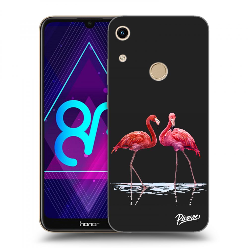 Picasee fekete szilikon tok az alábbi mobiltelefonokra Honor 8A - Flamingos couple
