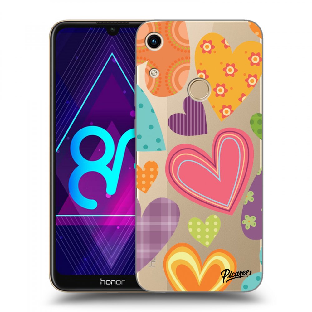 Picasee átlátszó szilikon tok az alábbi mobiltelefonokra Honor 8A - Colored heart