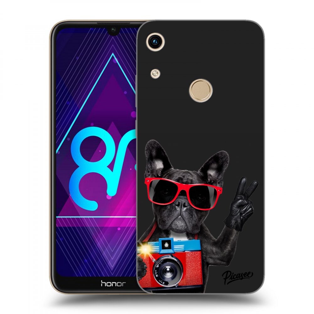 Picasee fekete szilikon tok az alábbi mobiltelefonokra Honor 8A - French Bulldog