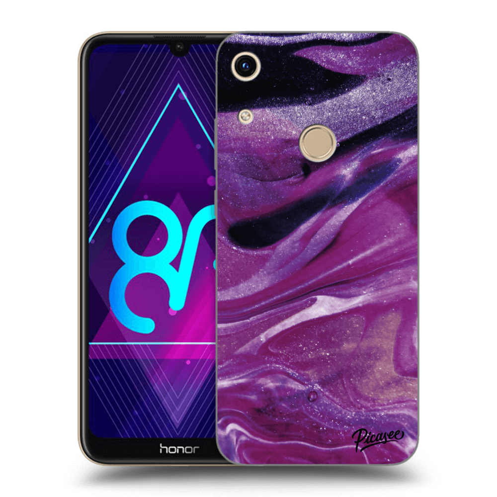 Picasee fekete szilikon tok az alábbi mobiltelefonokra Honor 8A - Purple glitter