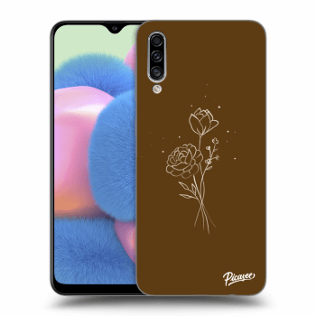 Picasee fekete szilikon tok az alábbi mobiltelefonokra Samsung Galaxy A30s A307F - Brown flowers
