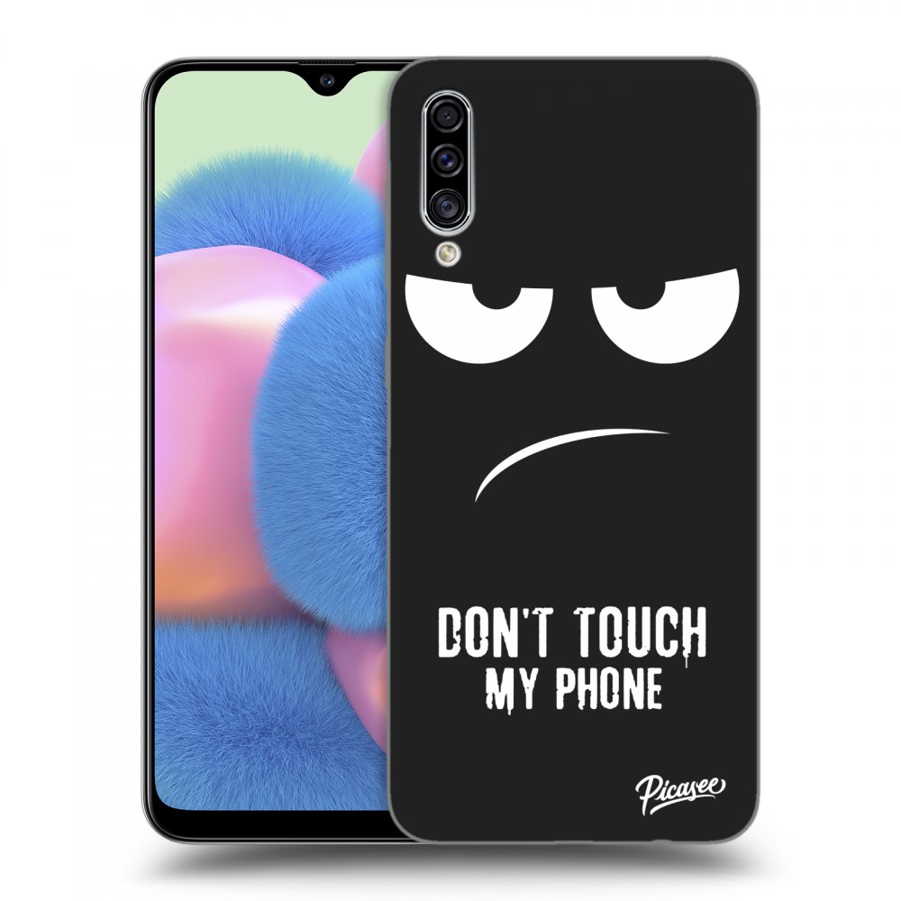 Picasee fekete szilikon tok az alábbi mobiltelefonokra Samsung Galaxy A30s A307F - Don't Touch My Phone