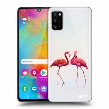 Picasee átlátszó szilikon tok az alábbi mobiltelefonokra Samsung Galaxy A41 A415F - Flamingos couple