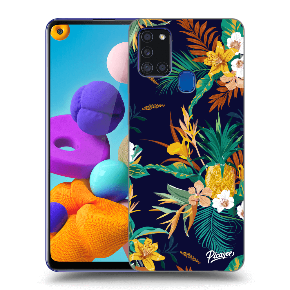 Picasee fekete szilikon tok az alábbi mobiltelefonokra Samsung Galaxy A21s - Pineapple Color