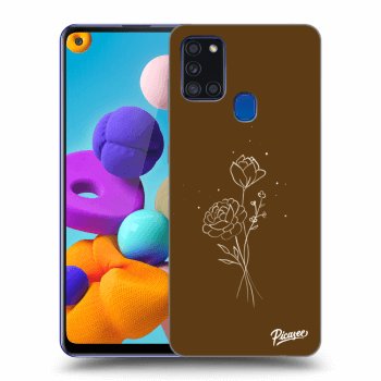 Szilikon tok erre a típusra Samsung Galaxy A21s - Brown flowers