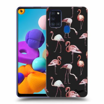 Picasee fekete szilikon tok az alábbi mobiltelefonokra Samsung Galaxy A21s - Flamingos