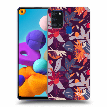 Szilikon tok erre a típusra Samsung Galaxy A21s - Purple Leaf