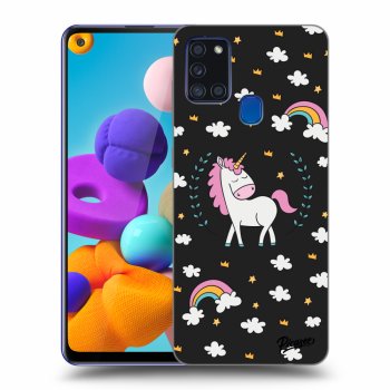 Picasee fekete szilikon tok az alábbi mobiltelefonokra Samsung Galaxy A21s - Unicorn star heaven