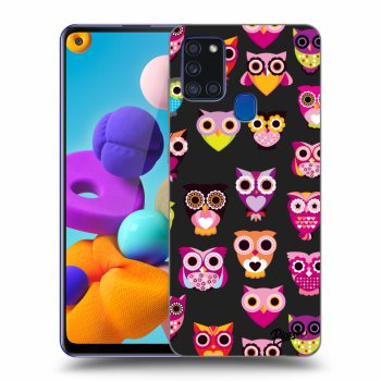 Picasee fekete szilikon tok az alábbi mobiltelefonokra Samsung Galaxy A21s - Owls