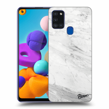 Picasee átlátszó szilikon tok az alábbi mobiltelefonokra Samsung Galaxy A21s - White marble