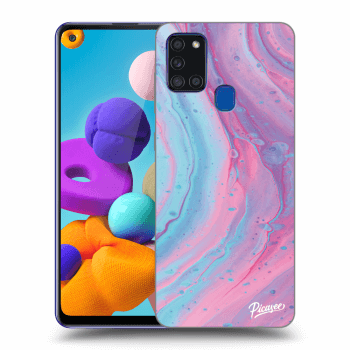 Szilikon tok erre a típusra Samsung Galaxy A21s - Pink liquid