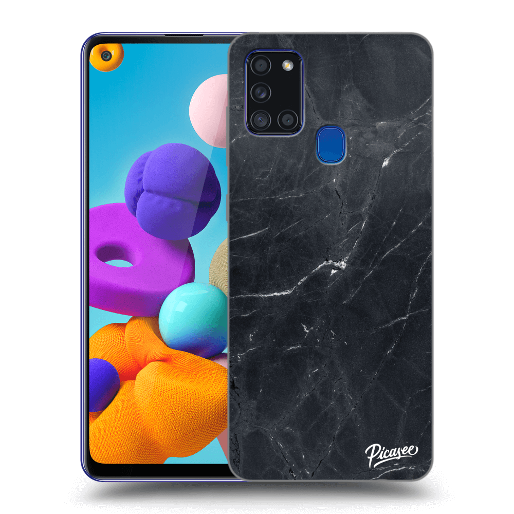 Picasee átlátszó szilikon tok az alábbi mobiltelefonokra Samsung Galaxy A21s - Black marble