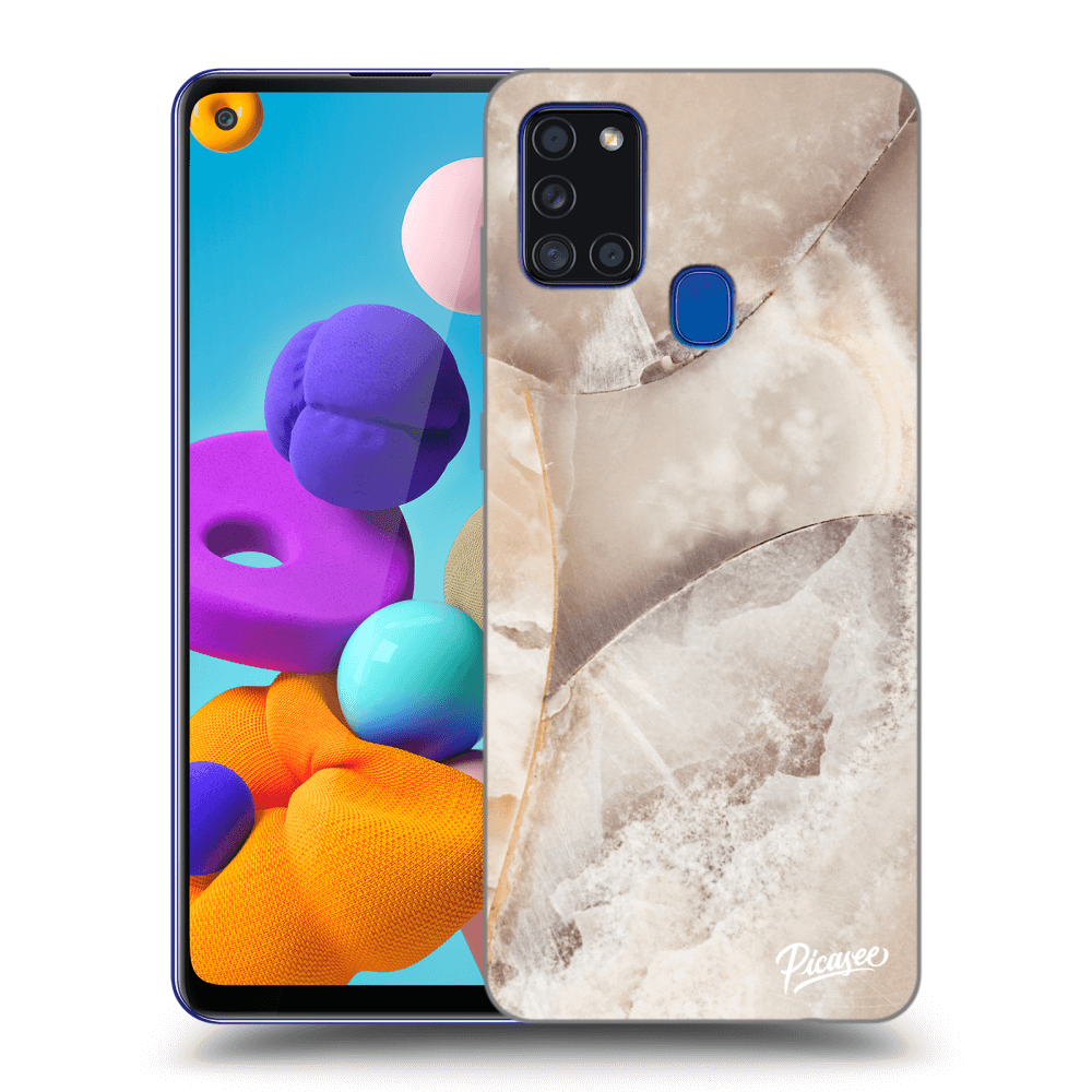 Picasee átlátszó szilikon tok az alábbi mobiltelefonokra Samsung Galaxy A21s - Cream marble