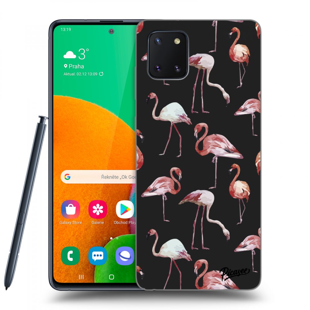 Picasee fekete szilikon tok az alábbi mobiltelefonokra Samsung Galaxy Note 10 Lite N770F - Flamingos