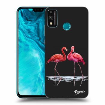 Picasee fekete szilikon tok az alábbi mobiltelefonokra Honor 9X Lite - Flamingos couple