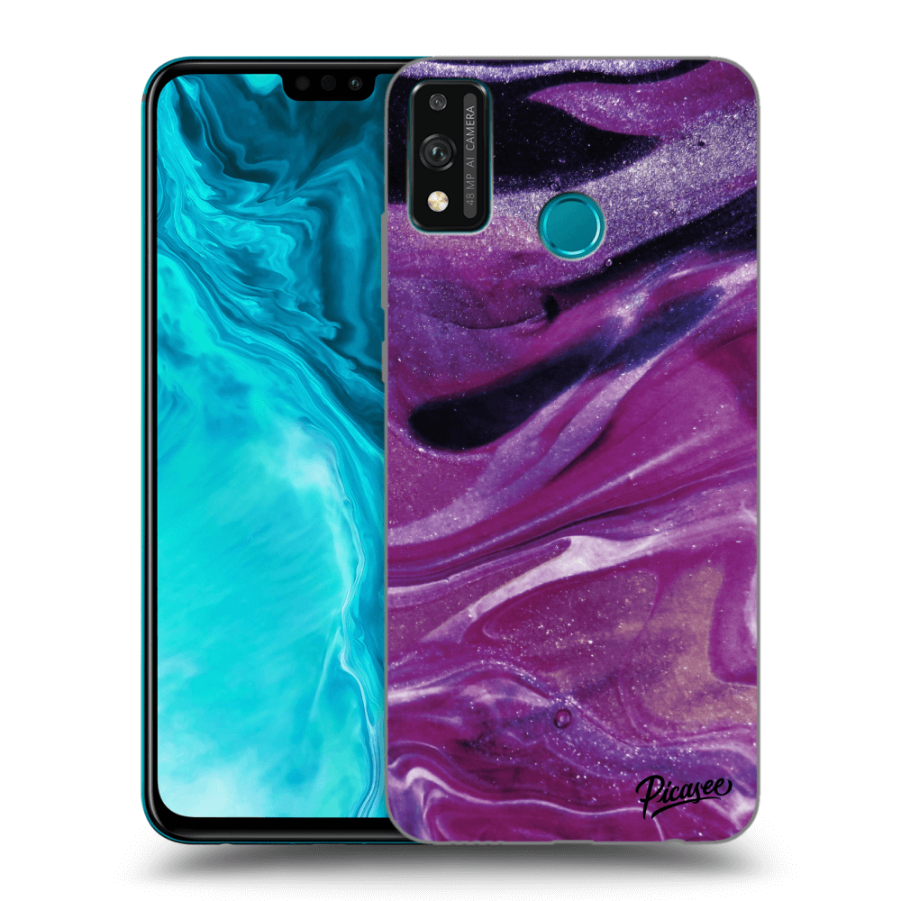 Picasee átlátszó szilikon tok az alábbi mobiltelefonokra Honor 9X Lite - Purple glitter