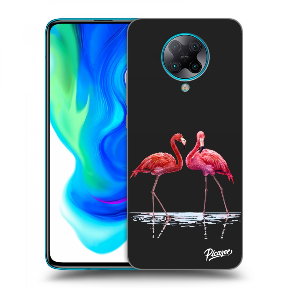 Picasee fekete szilikon tok az alábbi mobiltelefonokra Xiaomi Poco F2 Pro - Flamingos couple