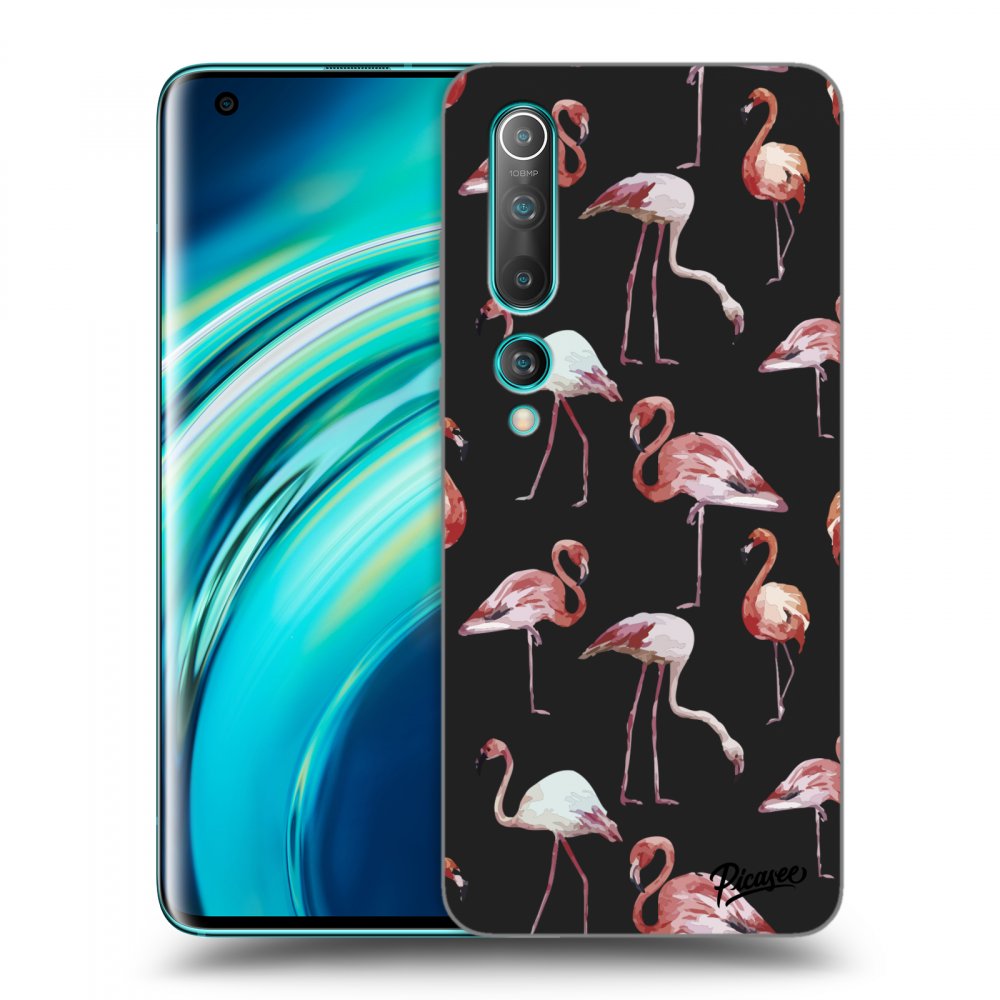 Picasee fekete szilikon tok az alábbi mobiltelefonokra Xiaomi Mi 10 - Flamingos