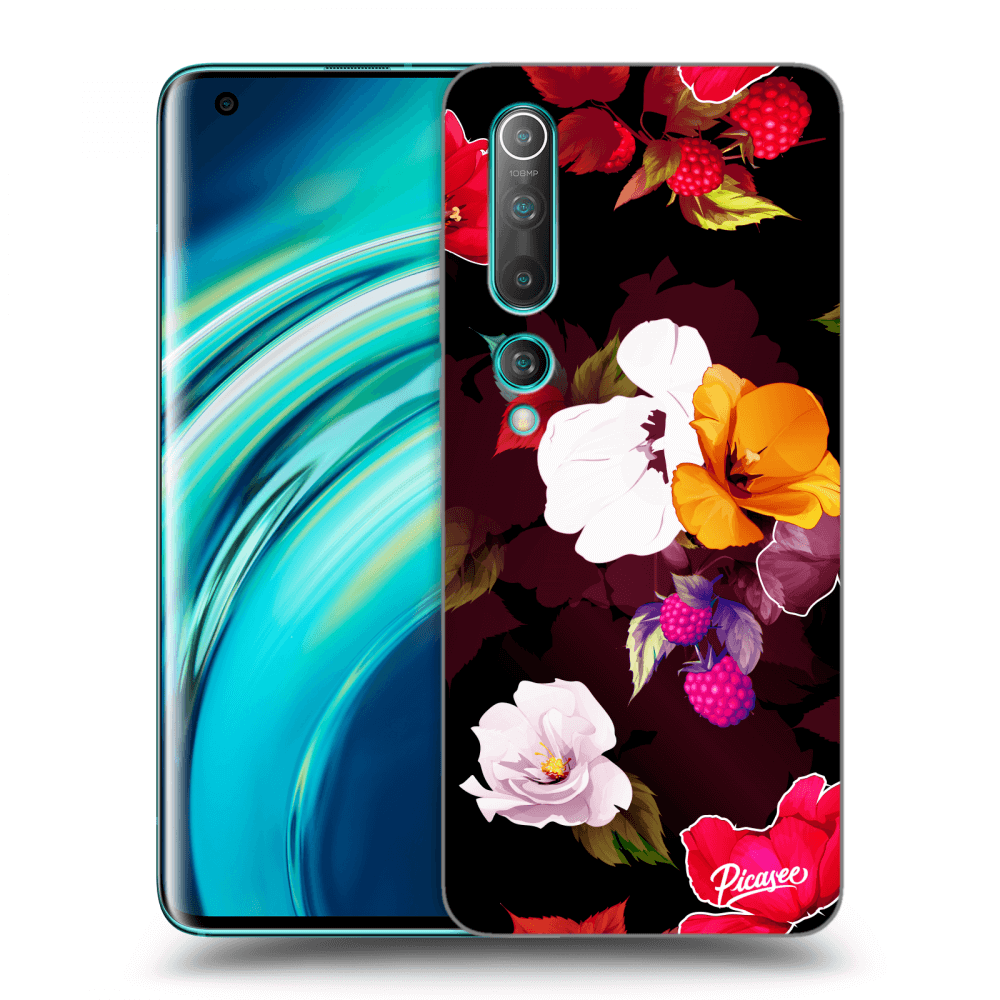 Picasee fekete szilikon tok az alábbi mobiltelefonokra Xiaomi Mi 10 - Flowers and Berries