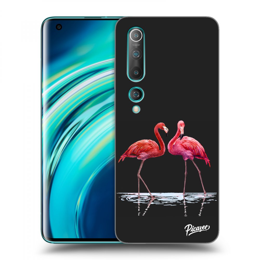 Picasee fekete szilikon tok az alábbi mobiltelefonokra Xiaomi Mi 10 - Flamingos couple